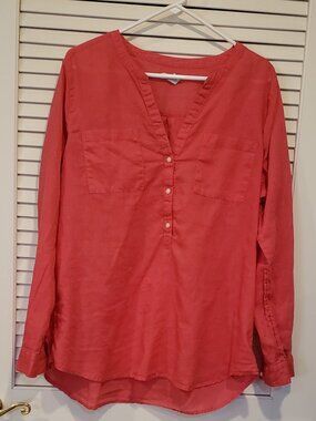 Old Navy Linen  cotton Blend Pink Long Sleeves Popover Top XL
